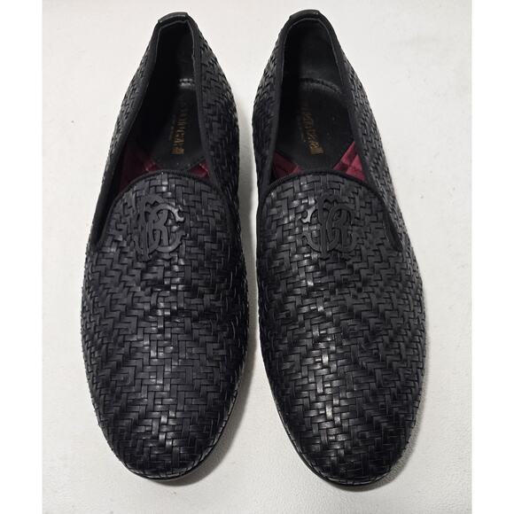 Roberto Cavalli Men\'s Night Woven Leather Loafers Black Size 39 EU/ 6 US. main image 10